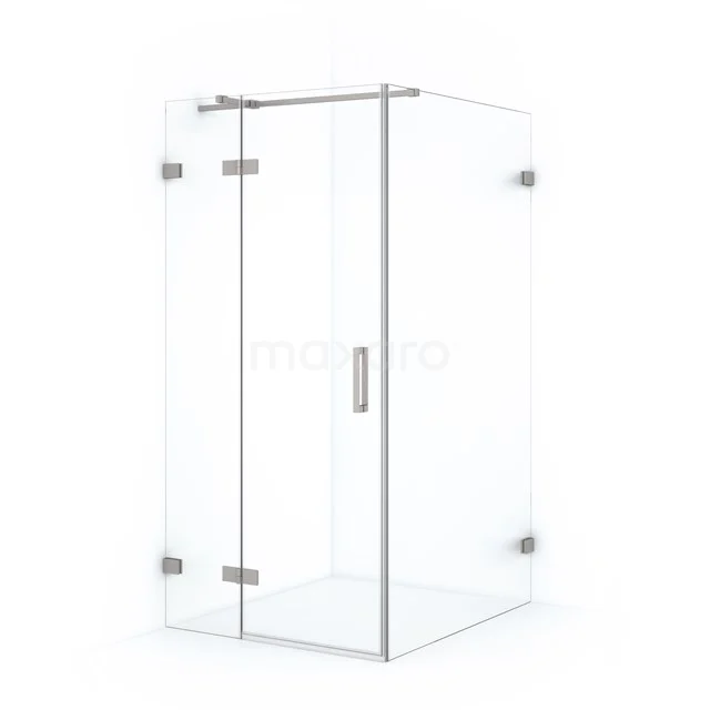 Diamond Shower cabin | 110x90 cm Stainless steel Clear glass Pivot door Rectangle CDB213611320BR Clear glass shower enclosure with corner entry, chrome hinges and sleek design; ideal for a modern bathroom.