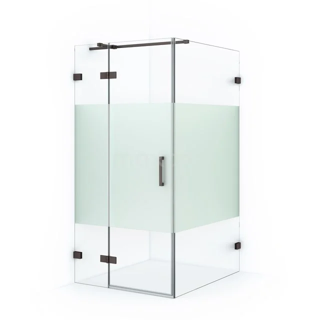 Diamond Shower enclosure | 110x90 cm Black metal Clear with matt strip Pivot door Rectangle CDB213611323ZM