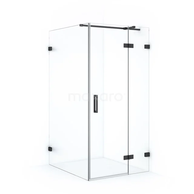 Diamond Duschkabine | 110x100 cm Schwarzchrom Drehtür Rechteck CDB224611320BC Viereckige Duschkabine aus Klarglas mit schwarzen Metallscharnieren, ideal für ein modernes Badezimmer.