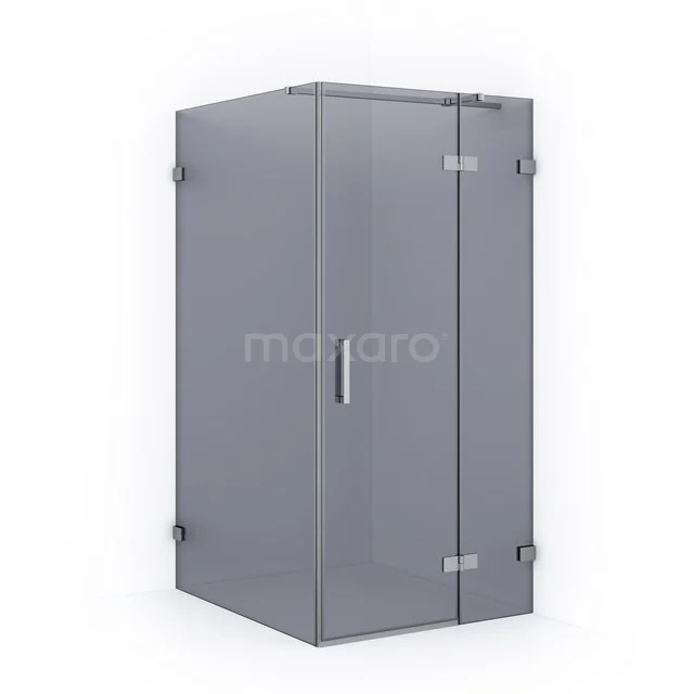 Diamond Shower cabin | 120x100 cm Chrome Smoke glass Pivot door Rectangle CDB224612321C Grey glass shower enclosure with corner design, stainless steel hinges and sleek minimalist look for modern bathrooms.