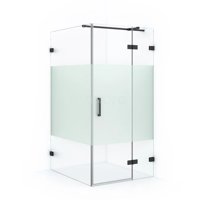 Diamond Shower enclosure | 120x100 cm Black chrome Clear with matt strip Pivot door Rectangle CDB224612323BC