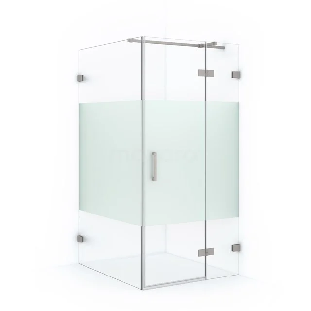 Duschkabine Diamond 110x90cm aus klarem Sicherheitsglas mit mattem Streifen aus gebürstetem Edelstahl CDB223611323BR Glas Duschkabine mit Mattglas, Eckmodell, modernes Design; ideal für eine stilvolle und funktionale Badezimmer Einrichtung.