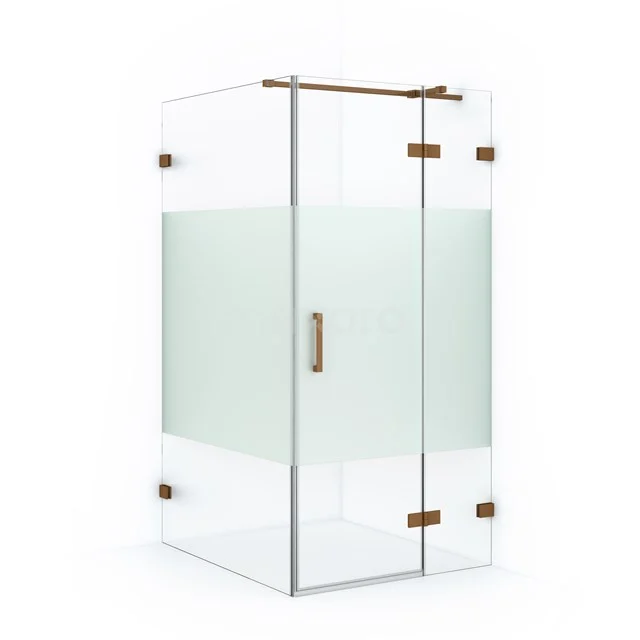 Diamond Duschkabine | 120x90 cm Kupfer Drehtür Rechteck CDB224512323KP Glas Duschkabine mit Matt Weiß Paneel, eckiges Design, Messing Scharniere und Tür, ideal für ein modernes Badezimmer.
