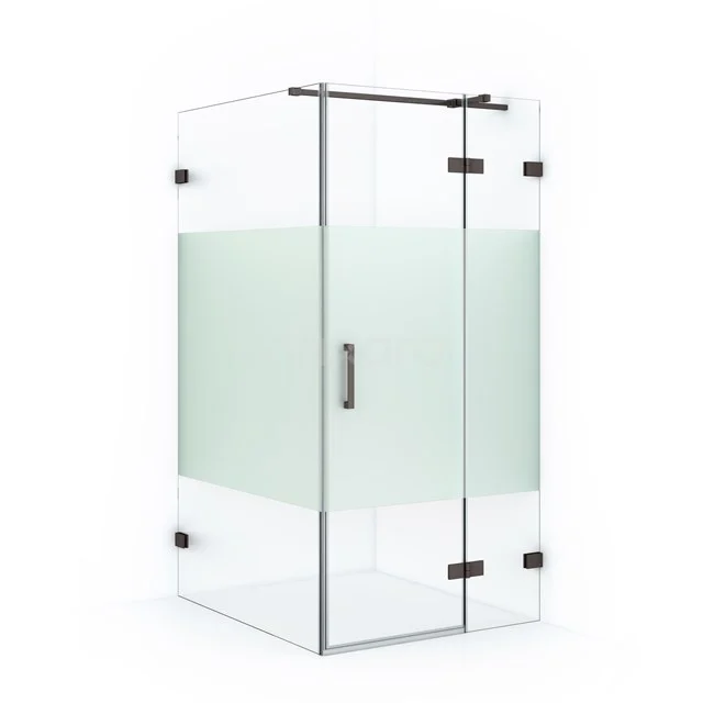 Diamond Duschkabine | 110x100 cm Schwarzes Metall Drehtür Rechteck CDB224611323ZM Glas Duschkabine mit matter Streifen und metallenen Scharnieren, perfekte Ergänzung für jedes moderne Badezimmer.