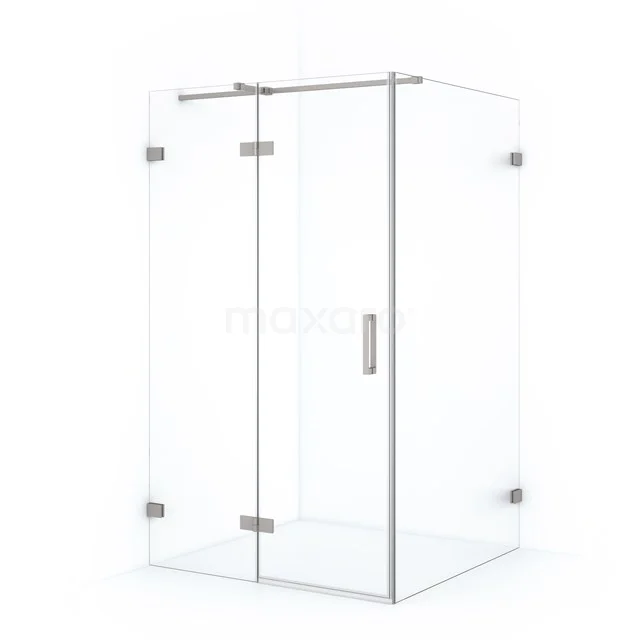 Diamond Shower cabin | 120x80 cm Stainless steel Clear glass Pivot door Rectangle CDB216608320BR Glass shower enclosure with corner step, minimalist design and stainless steel hinges, ideal for modern bathrooms.