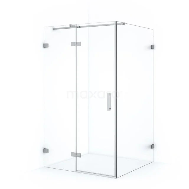 Duschkabine mit Eckeinstieg, Klarglas, Aluminiumprofile, modernes Design, ideal für eine stilvolle Badezimmer Einrichtung.