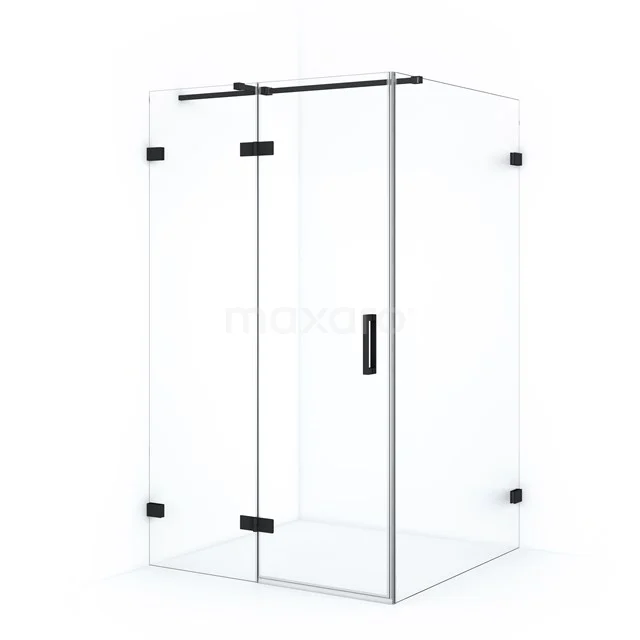 Diamond Duschkabine | 110x90 cm Matt Schwarz Drehtür Rechteck CDB216509320MB Glas Duschkabine mit Eckmodell, klare Wände, schwarze Scharniere und metallischer Haltegriff, perfekt für moderne Bäder.
