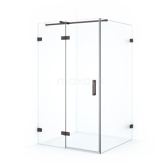 Diamond Shower cabin | 120x80 cm Black metal Clear glass Pivot door Rectangle CDB216608320ZM Glass shower enclosure, corner model with black hinges, sleek design. Perfect for a modern bathroom style.
