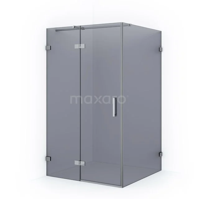 Diamond Duschkabine | 110x80 cm Chrom Drehtür Rechteck CDB216508321C Graue Glas-Duschkabine mit Eckaufstellung, metallischen Scharnieren und Haltegriff, ideal für moderne Bäder.