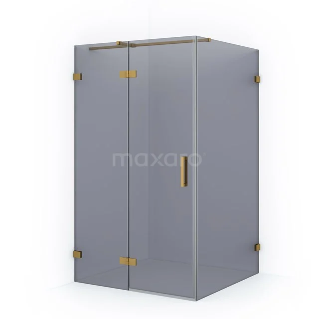 Diamond Shower cabin | 120x120 cm Gold Smoke glass Pivot door Square CDB216612321GG Grey glass shower enclosure with gold details, sleek design, ideal for a modern bathroom.