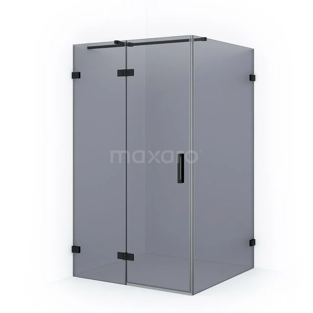 Duschkabine Diamond 110x100cm Rauchglas Sicherheitsglas Matt Schwarz CDB216510321MB Graue Eck-Duschkabine mit mattem Glas und schwarzen Akzenten, ideal für einen modernen Badezimmerstil.