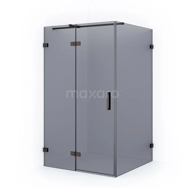 Diamond Shower enclosure | 110x80 cm Black metal Smoke glass Pivot door Rectangle CDB216508321ZM