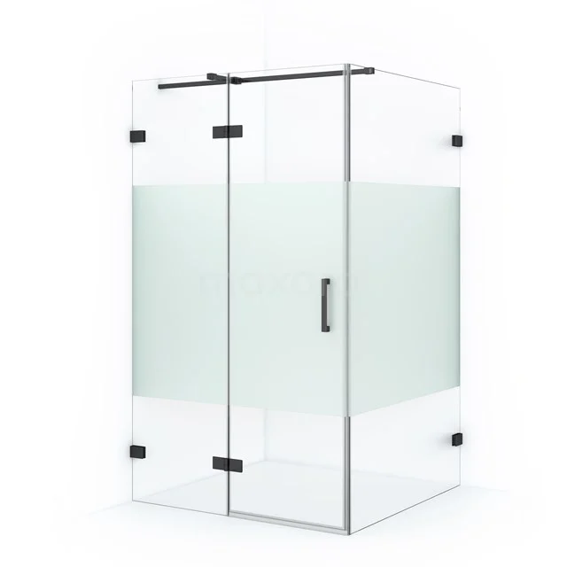 Diamond Shower enclosure | 110x80 cm Black chrome Clear with matt strip Pivot door Rectangle CDB216508323BC