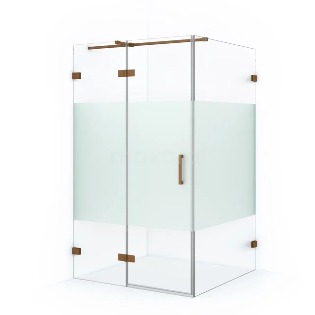 Diamond Duschkabine | 110x100 cm Kupfer Drehtür Rechteck CDB216510323KP Glas Duschkabine mit matt Glas, schlichte Formgebung, goldfarbige Akzente und modernes Design für ein stilvolles Badezimmer.