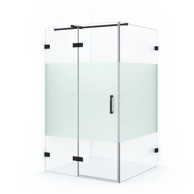 Diamond Duschkabine | 120x100 cm Matt Schwarz Drehtür Rechteck CDB216610323MB Moderne Glaskabine mit Matt Weißem Mittelstreifen und schwarzen Akzenten, ideal für ein stilvolles Badezimmer.