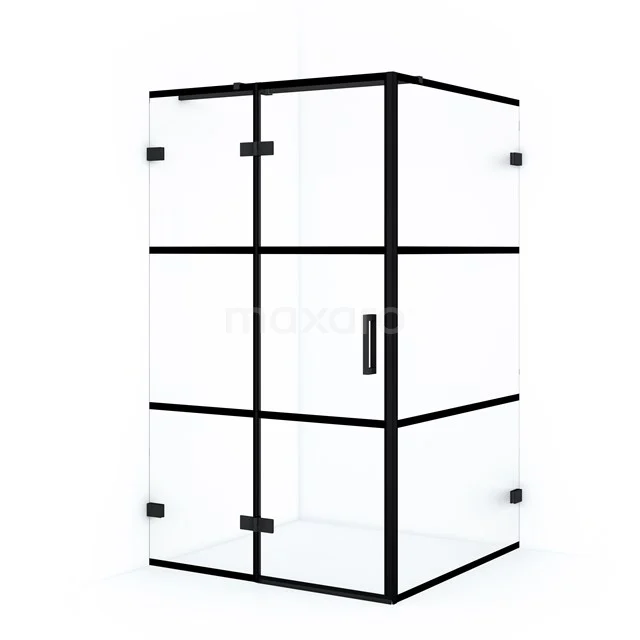 Diamond Shower enclosure | 110x80 cm Matte black Clear with 4 black stripes Pivot door Rectangle CDB216508328MB