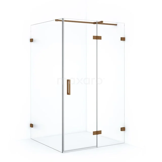 Diamond Duschkabine | 110x80 cm Kupfer Drehtür Rechteck CDB226508320KP Stilvolle Glaskabine mit goldfarbenen Scharnieren und Haltegriff, ideal als luxuriöse Ergänzung für jedes Badezimmer.