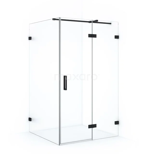 Diamond Shower cabin | 120x70 cm Matte black Clear glass Pivot door Rectangle CDB226607320MB Glass shower enclosure with modern black accents, angular design, ideal for a stylish bathroom upgrade.