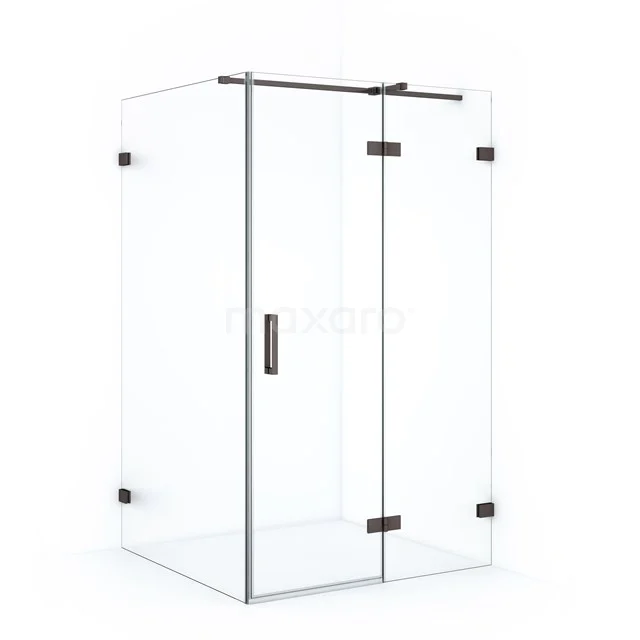 Diamond Shower cabin | 120x110 cm Black metal Clear glass Pivot door Rectangle CDB226512320ZM Glass shower screen with black metal hinges, sleek design and rectangular shape, ideal for modern bathroom design.