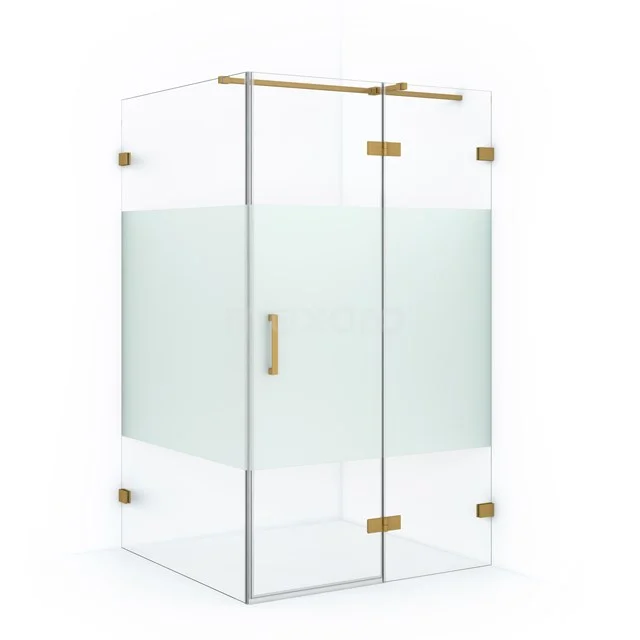 Diamond Duschkabine | 110x110 cm Gold Drehtür Quadrat CDB226511323GG Glas Duschkabine mit mattem Panel, goldfarbene Scharniere und Haltegriff, modernes Design für ein stilvolles Badezimmer.