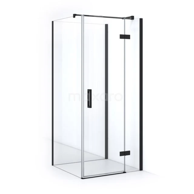 Pearl Shower cabin | 90x90 cm Matte black Clear glass Pivot door Square CPHV-090963320M Shower enclosure matt black square with clear glass, sleek design, ideal for modern bathrooms.