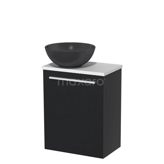 Toilet unit with wash basin | 41 cm Flat front Matte black Quartz countertop wash basin Matte white worktop TMK10-05044