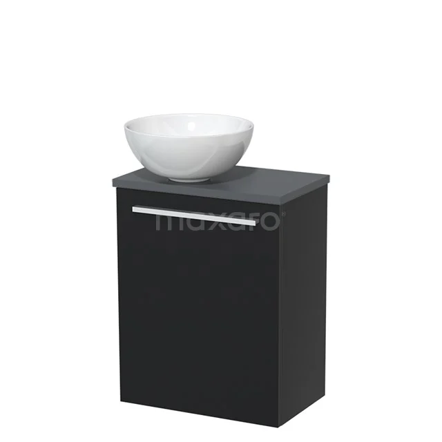 Toilet unit with wash basin | 41 cm Matte black Flat front High-gloss white Ceramic countertop wash basin Dark grey worktop TMK10-05060