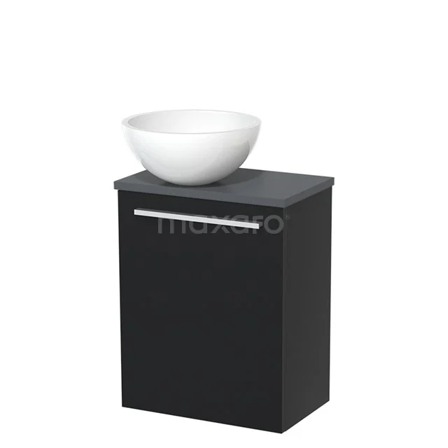 Toilet unit with wash basin | 41 cm Matte black Flat front High-gloss white Mineral marble wash basin Dark grey worktop TMK10-05062