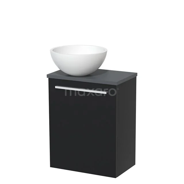 Toilet unit with wash basin | 41 cm Matte black Flat front Matte white Solidtop wash basin Dark grey worktop TMK10-05063