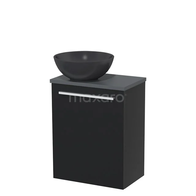 Toilet unit with wash basin | 41 cm Flat front Flat front Matte black Quartz countertop wash basin Dark grey worktop TMK10-05064