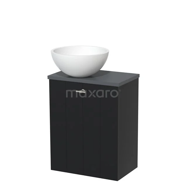 Toilet unit with countertop wash basin | 41 cm Matte black Lamel front Matte white Solid surface wash basin Dark grey worktop TMK10-05068
