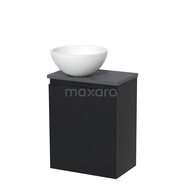 Toilet unit with wash basin | 41 cm Matte black Handleless front Matte black Solid surface wash basin Dark grey worktop TMK10-05078