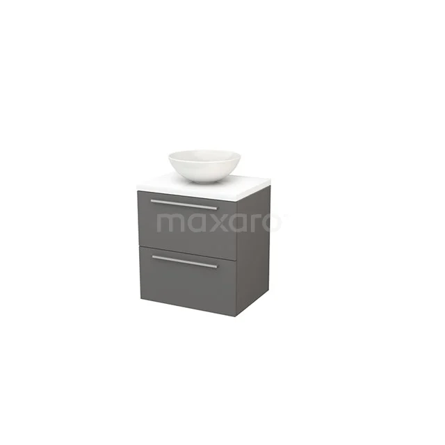 Dark grey Bathroom unit with two drawers, white vanity units with basin and clean finish, ideal for modern bathrooms.