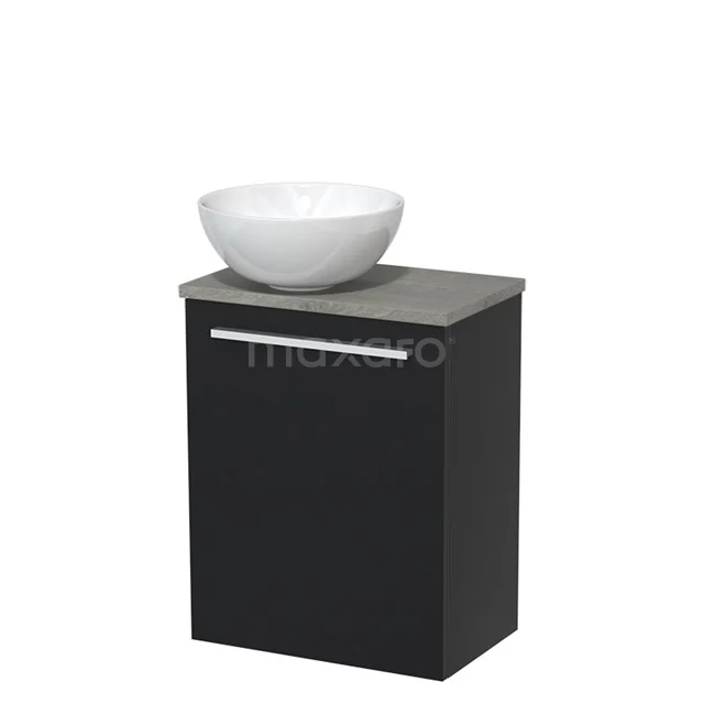Toilet unit with countertop wash basin | 41 cm Matte white Flat front High-gloss white Ceramic worktop Grey oak worktop TMK10-00453