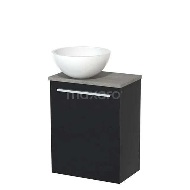 Toilet unit with countertop wash basin | 41 cm Matte white Flat front High-gloss white Mineral marble worktop Grey oak worktop TMK10-00455