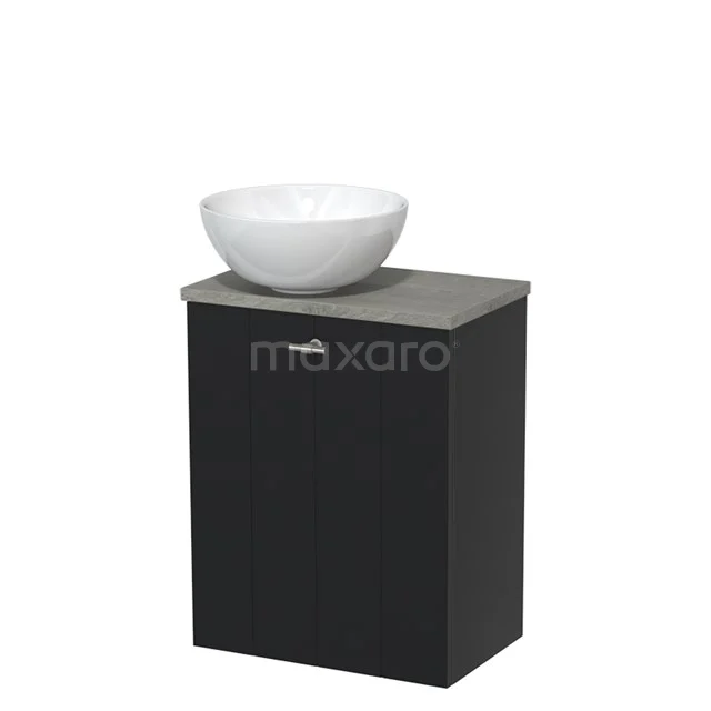 Toilet unit with countertop wash basin | 41 cm Matte white Lamel front High-gloss white Ceramic worktop Grey oak worktop TMK10-00458