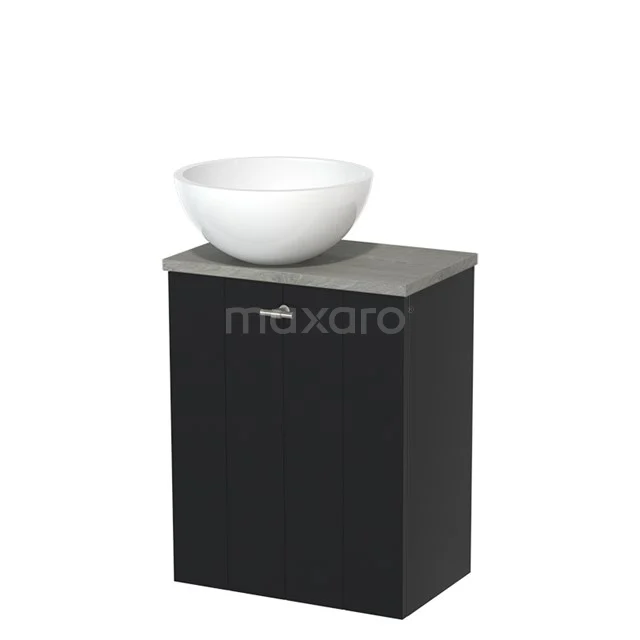 Countertop wash basin | 41 cm Matte white Lamel front High-gloss white Mineral marble worktop Grey oak worktop TMK10-00460
