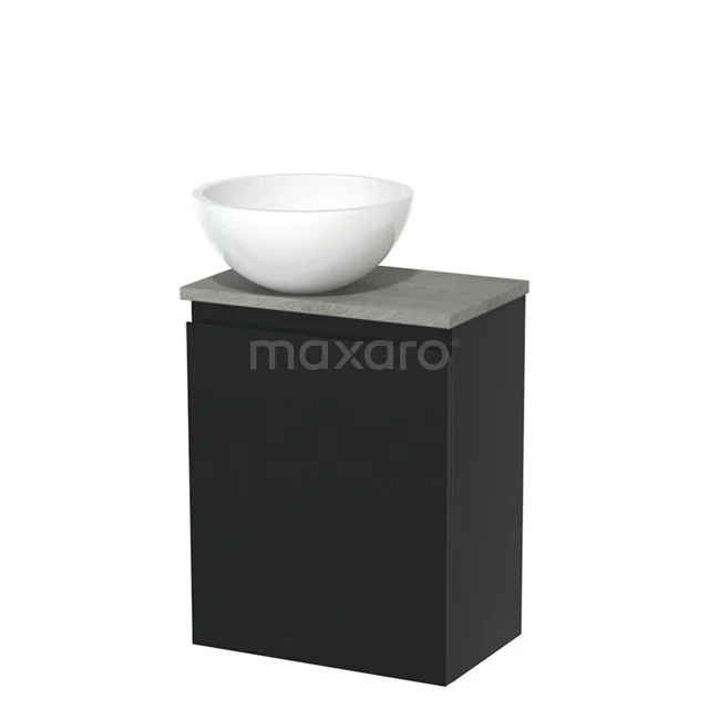 Toiletmeubel met Waskom Mineraalmarmer Modulo Mat Zwart Greeploos 41 cm Grijs Eiken Blad TMK10-00465