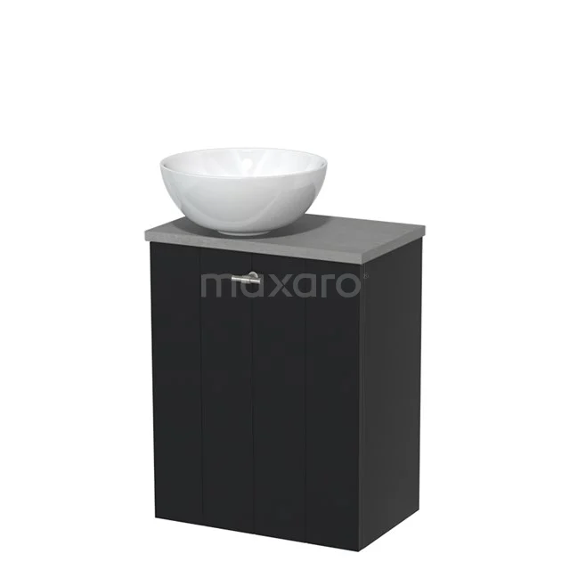 Countertop wash basin | 41 cm Matte white Lamel front High-gloss white Ceramic basin Light grey concrete worktop TMK10-05185