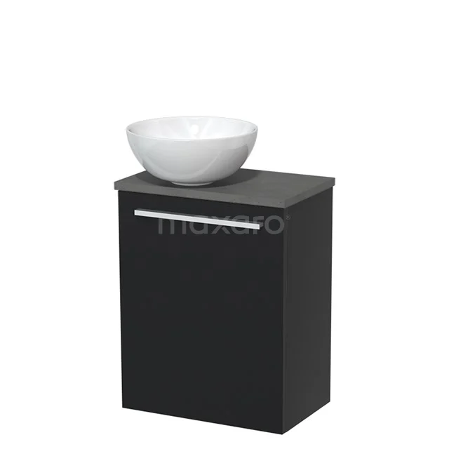 Toilet unit with countertop wash basin | 41 cm Matte black Flat front High-gloss white Ceramic worktop Dark grey concrete worktop TMK10-05200