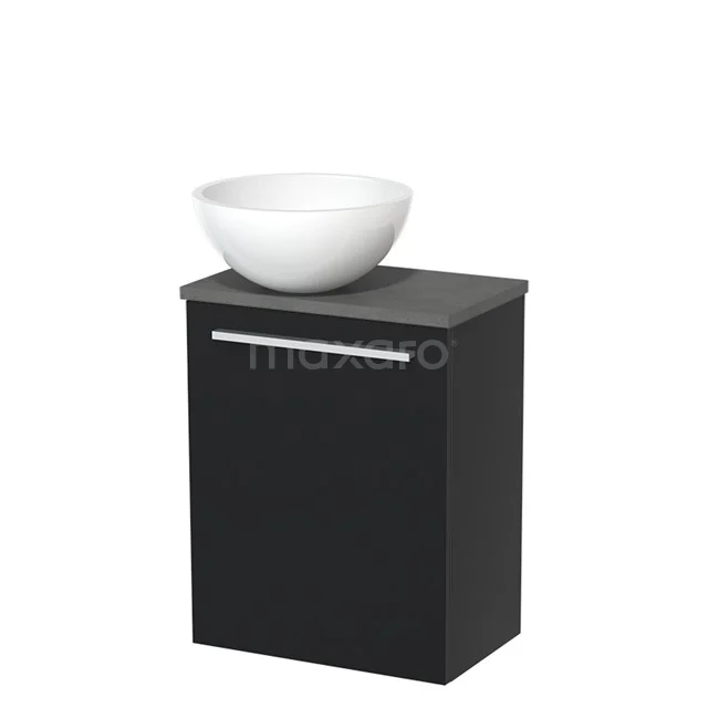 Toilet unit with countertop wash basin | 41 cm Matte white Flat front High-gloss white Mineral marble worktop Dark grey concrete worktop TMK10-05202