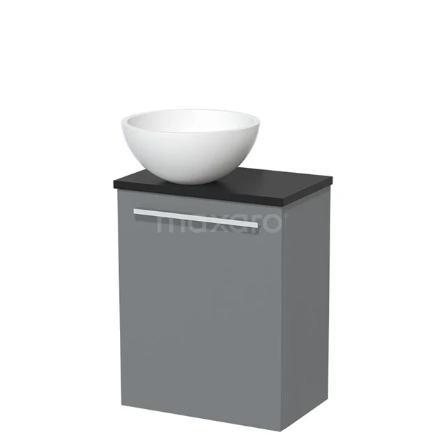 Toilet unit with wash basin | 41 cm Mid grey Flat front Matte white Countertop wash basin Matte black worktop TMK10-04654
