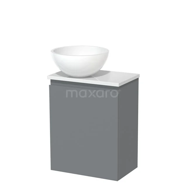 Toiletmeubel met Waskom Mineraalmarmer Modulo Middengrijs Greeploos 41 cm Hoogglans Wit Blad TMK10-05232
