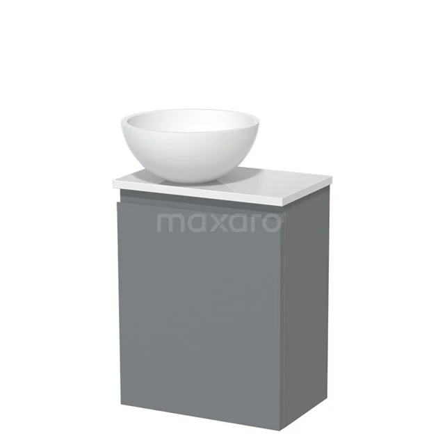 Toilet unit with wash basin | 41 cm Mid grey Handleless front Matte white Solidtop wash basin High-gloss white worktop TMK10-05233
