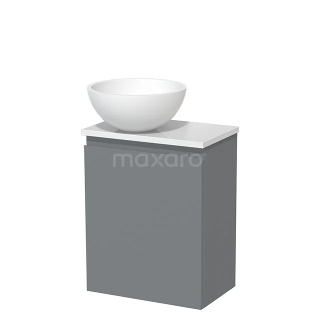 Toiletmeubel met Waskom Solid Surface Modulo Middengrijs Greeploos 41 cm Hoogglans Wit Blad TMK10-05233
