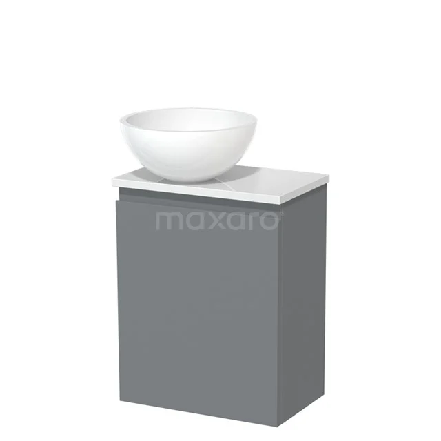 Toilet unit with wash basin | 41 cm Mid grey Handleless front High-gloss white Mineral marble countertop wash basin High-gloss white worktop TMK10-05237