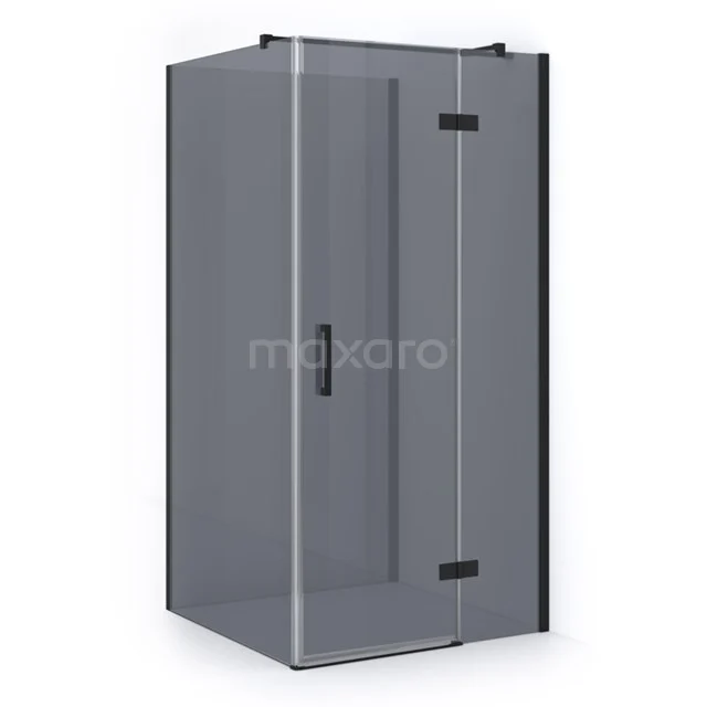 Pearl Shower enclosure | 100x90 cm Matte black Smoke glass Pivot door Rectangle CPHV-100964321M Modern shower enclosure with matte black accents, glass doors and corner step, ideal for a stylish bathroom upgrade.