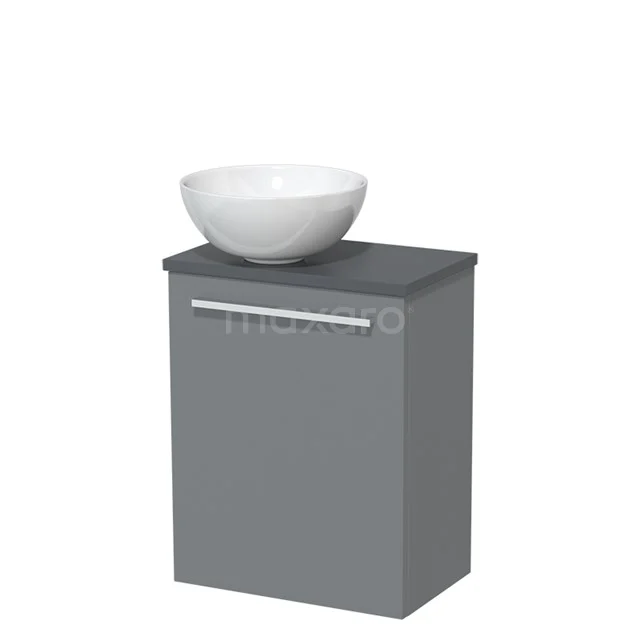Toilet unit with wash basin | 41 cm Mid grey Flat front High-gloss white Ceramic countertop wash basin Dark grey worktop TMK10-05260