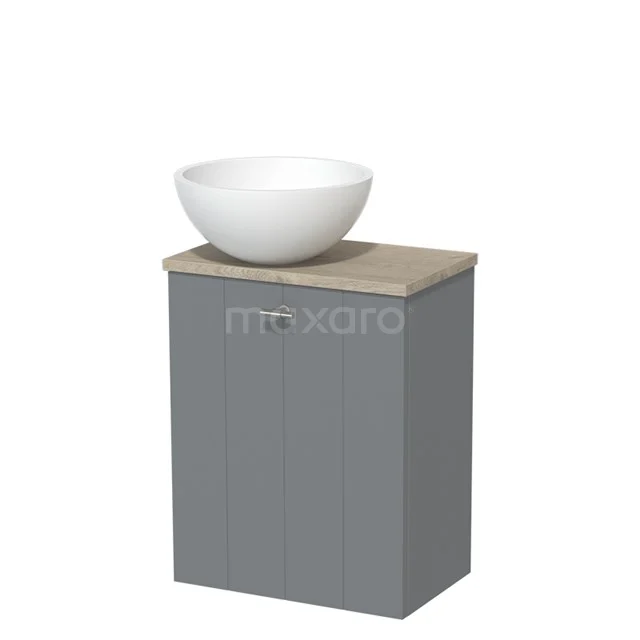Toiletmeubel met Waskom Solid Surface Modulo Middengrijs Lamel 41 cm Lichtgrijs Eiken Blad TMK10-05328