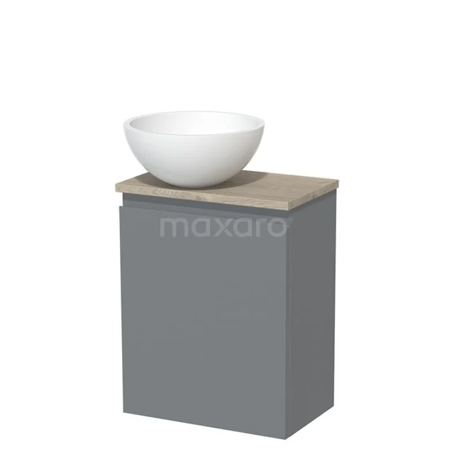 Toiletmeubel met Waskom Solid Surface Modulo Middengrijs Greeploos 41 cm Lichtgrijs Eiken Blad TMK10-05338